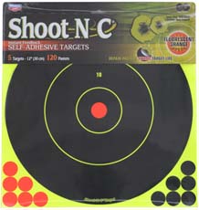 Shoot-N-C Targets
12" bullseye,
5 sheet pack of self adhesive targets Shoot-N-C Targets
12" bullseye,
5 sheet pack of self adhesive targets
